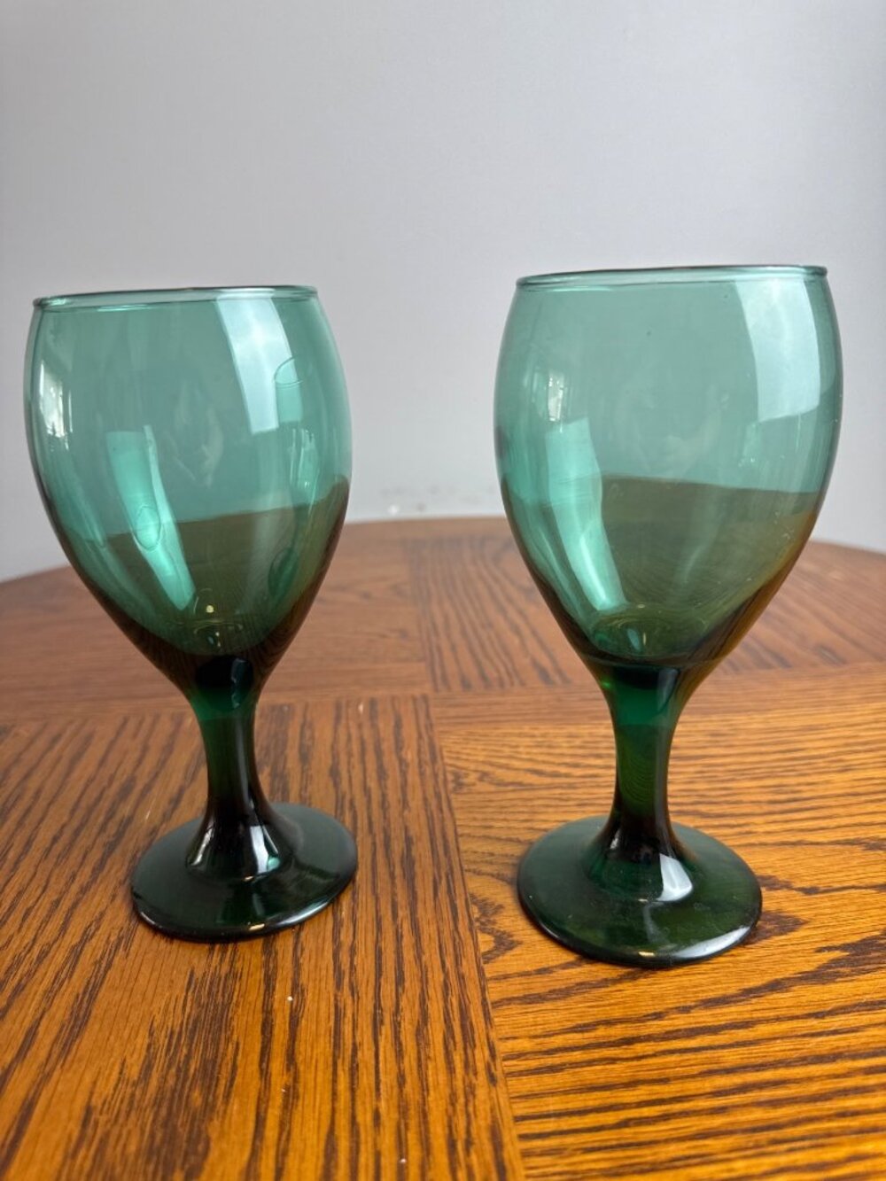 Vintage Blue Glass Goblets Set Of 2 - 7" Tall Wine Glasses Elegant Tableware